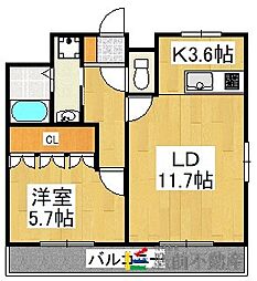 メゾンド・ショコラ 1LDKの間取図画像
