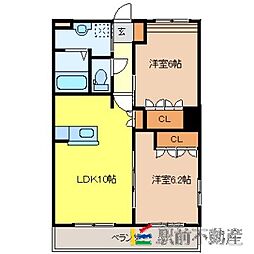 プランドールシャトー 2LDKの間取図画像