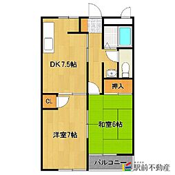 メゾニティ竹島A 2DKの間取図画像