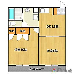 レジデンス萌C 2DKの間取図画像