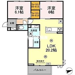 モナローム・シェリII 2LDKの間取図画像