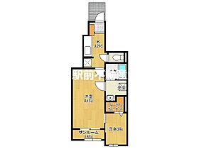 福岡県八女市本町2-91-1（賃貸アパート2K・1階・36.96㎡） その2