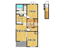 マゼンタ　ローズ　III 2階2LDKの間取り