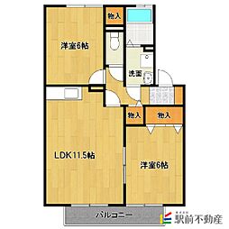 ディアコート玄ケ野C 2LDKの間取図画像