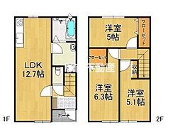JR鹿児島本線 羽犬塚駅 3.6kmの賃貸アパート 1階3LDKの間取り