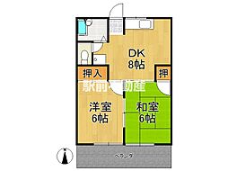 リバティハイツ 2DKの間取図画像