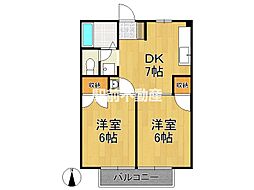 ニューシティ大坪 2DKの間取図画像