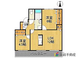 サンコーポラス柳川1 2LDKの間取図画像