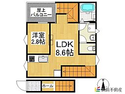 K-idal八女B 1LDKの間取図画像