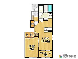 カーサはな 1LDKの間取図画像