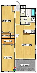 長浜ヒルズ 2LDKの間取図画像