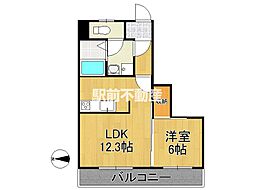 アレクサンドライト八女 1LDKの間取図画像