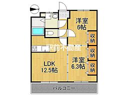 アレクサンドライト八女 2LDKの間取図画像
