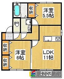 アルシオネ1棟 2LDKの間取図画像