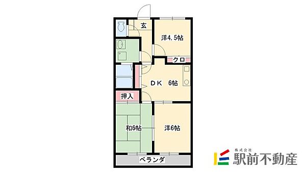 ファミリーレジデンス 102｜福岡県大川市北古賀(賃貸アパート3DK・1階・49.52㎡)の写真 その2