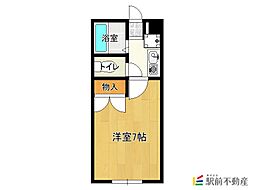 レオパレスみなみごうばる 1Kの間取図画像