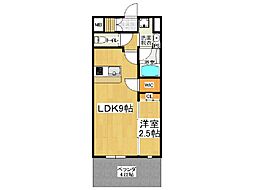 ロイヤルシティ大川 1LDKの間取図画像