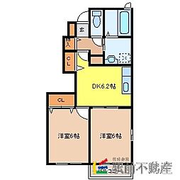 サン・カンナ・リリー1 2DKの間取図画像