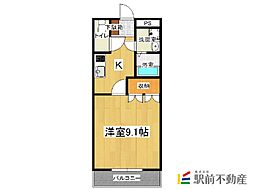 グランディール・セリーナ 1Kの間取図画像