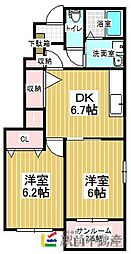 エレガンテプレッソ4 2DKの間取図画像
