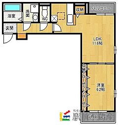 ジャスミン春日A 1LDKの間取図画像