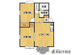 パステル平田台3 2LDKの間取図画像