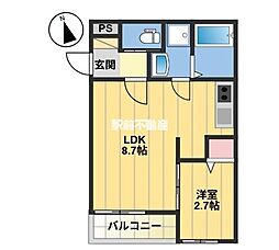 Terrace二日市 1LDKの間取図画像