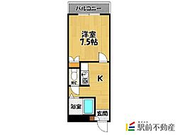 フォーサイト二日市aRevive 1Kの間取図画像