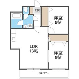 ルーセント白木原 2LDKの間取図画像