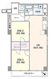 シャトレー北馬込 2LDKの間取り