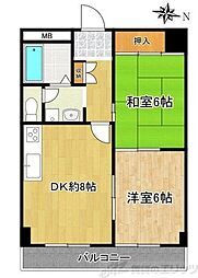 野本ビル 2DKの間取図画像