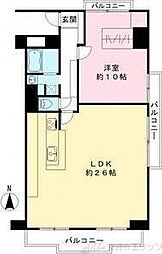梅田シティビラアクト3 1LDKの間取図画像
