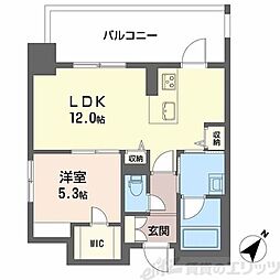 リビエナ グラン 新梅田 1LDKの間取図画像