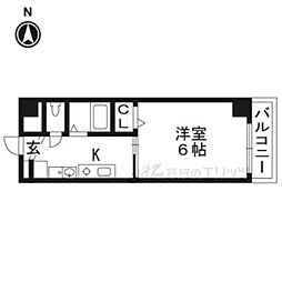 ドロメンスカセ三番館 1Kの間取図画像