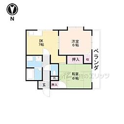 735柳ビル 2DKの間取図画像