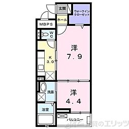 クリアネスコート 1LDKの間取図画像