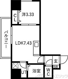 アートレジデンス梅田北II 1LDKの間取図画像