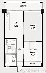 サンプラザ1 2DKの間取図画像