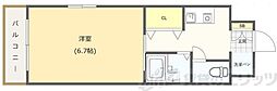 エクセレント上新11 1Kの間取図画像