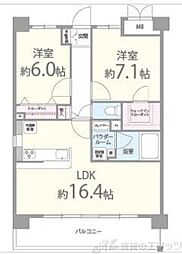クレセントコート 2LDKの間取図画像