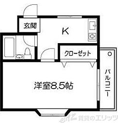 オーエーマンションファイブ 1Kの間取図画像