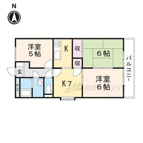 ヴェル・ドミールＢ棟 203｜大阪府高槻市氷室町１丁目(賃貸マンション3DK・2階・55.00㎡)の写真 その2