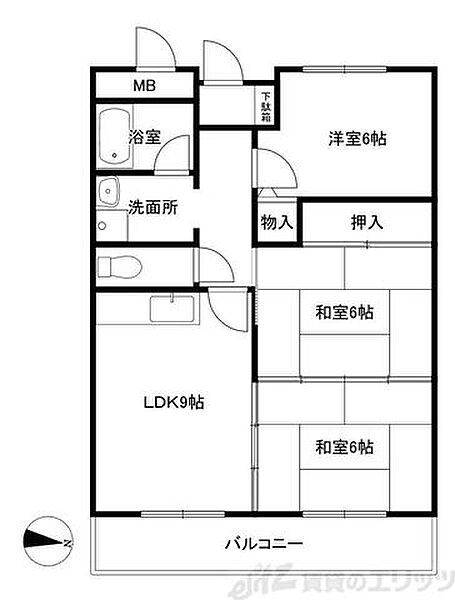 ハイツサンライズ 205｜大阪府茨木市玉瀬町(賃貸マンション3LDK・2階・62.04㎡)の写真 その2