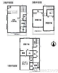 ファミリエ津之江D棟 3LDKの間取り