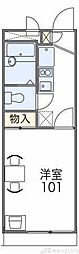 レオパレスパレス千里Ｂ 1階1Kの間取り