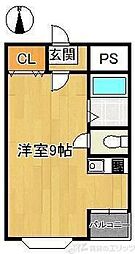 コーポ松下 3階ワンルームの間取り