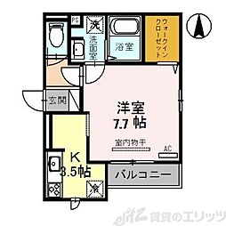 ソシュール 2階ワンルームの間取り