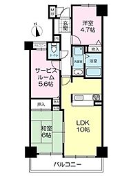 ロイヤルシャトー手柄南 2SLDKの間取図画像