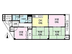 北河原ハイツ 4DKの間取図画像