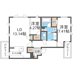 S-RESIDENCE平尾WEST 2LDKの間取図画像